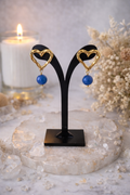 Boucles d’oreilles - Coeur avec perle bleue
