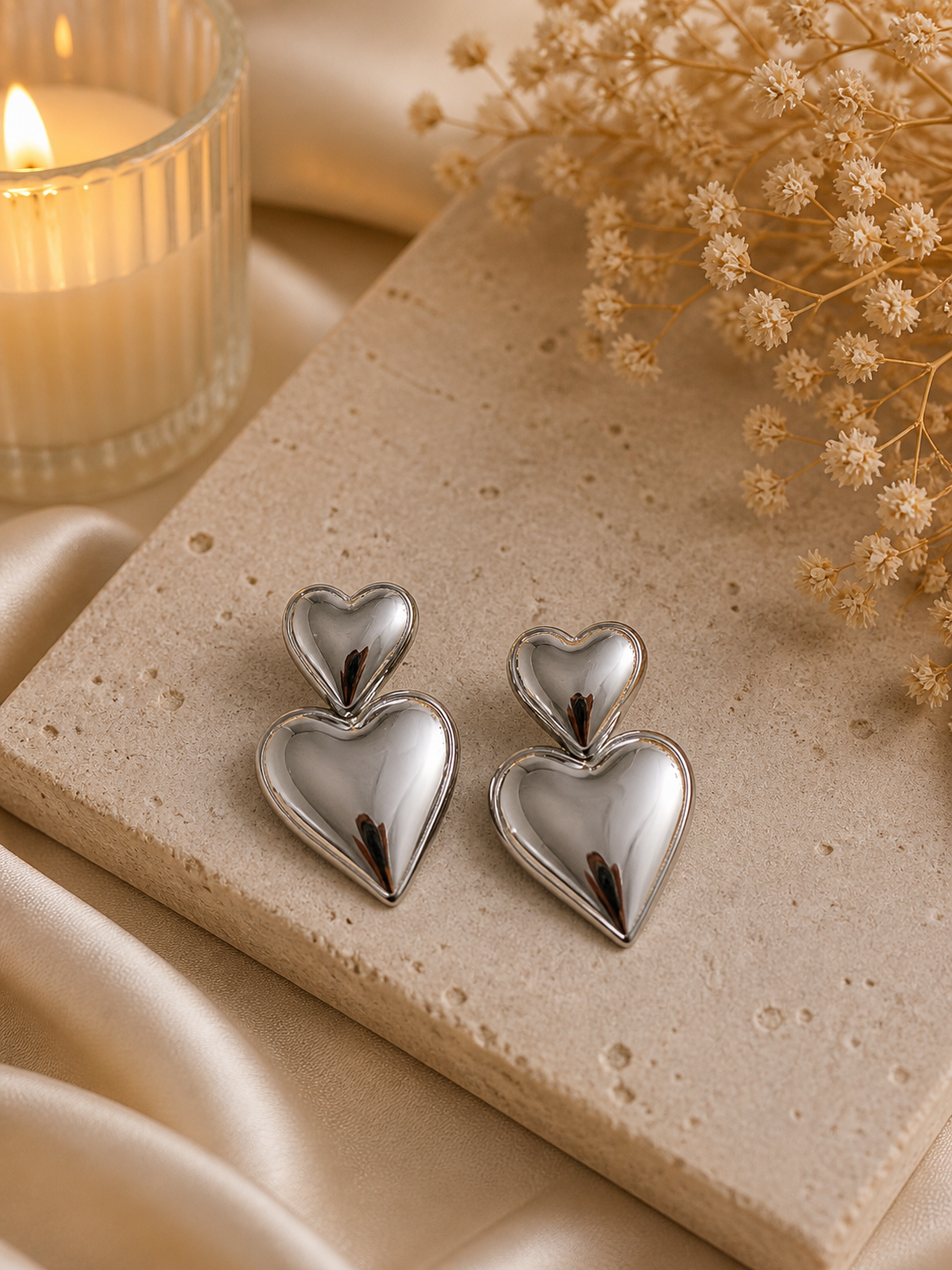 Boucles d’oreilles - Coeurs argentés