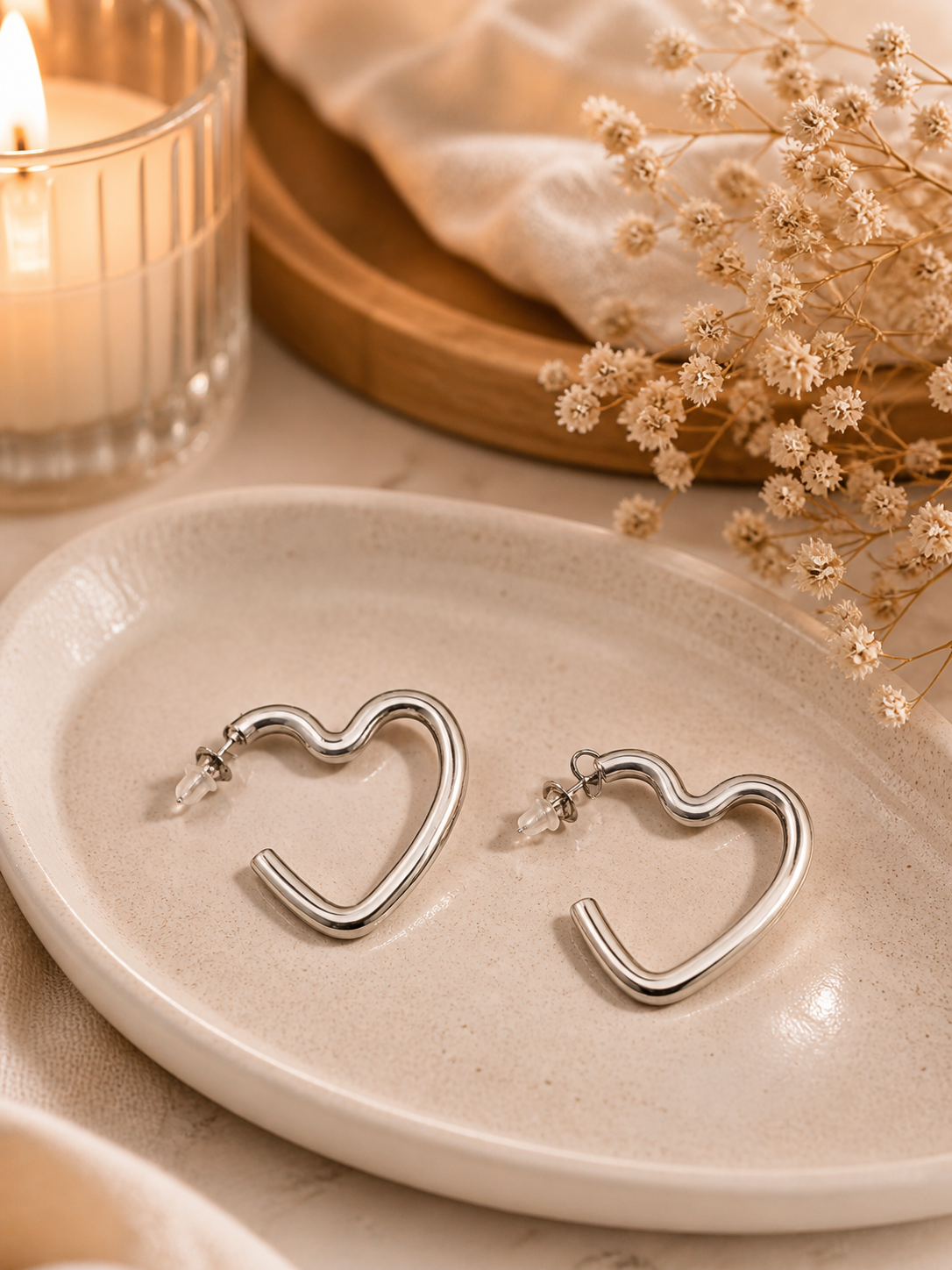 Boucles d’oreilles - Coeurs argentés