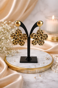 Boucles d’oreilles - Fleur motifs léopard