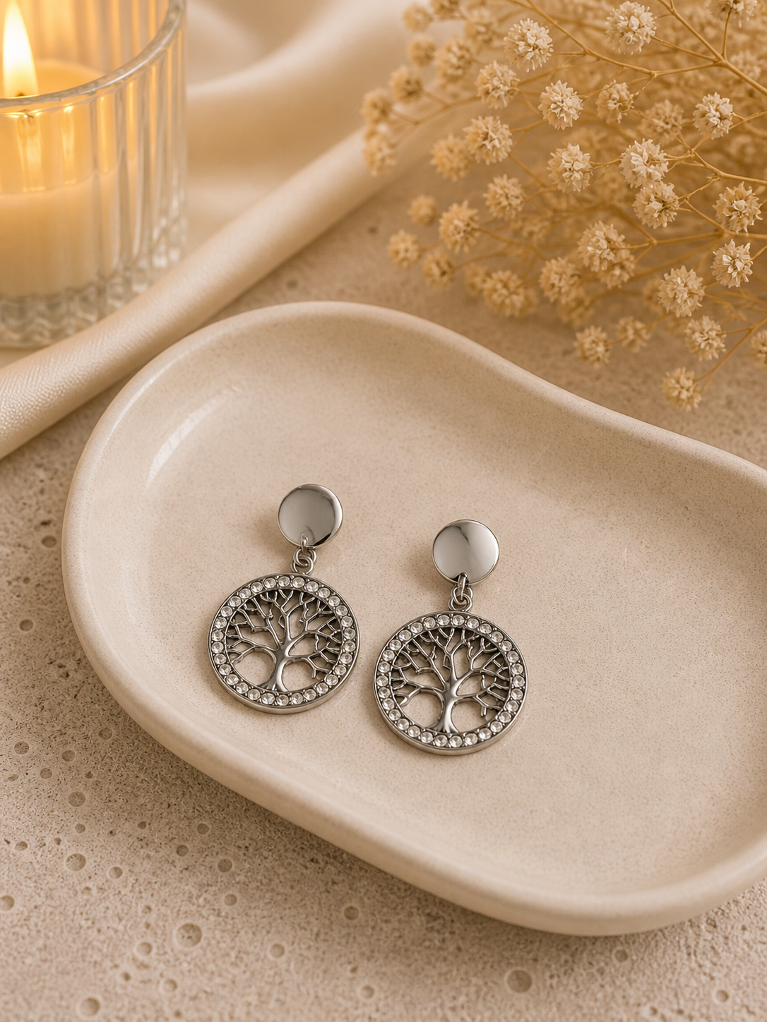 Boucles d’oreilles- Arbre de vie argenté