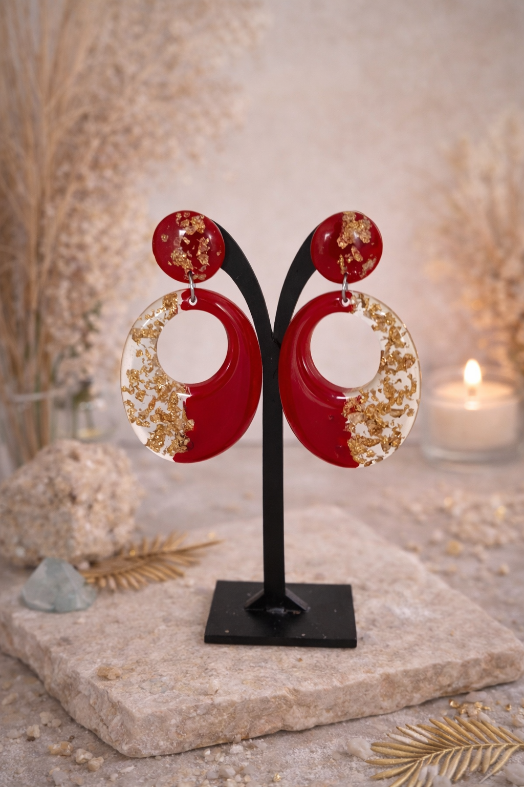 Boucles d’oreilles - Transparente avec éclats dorés