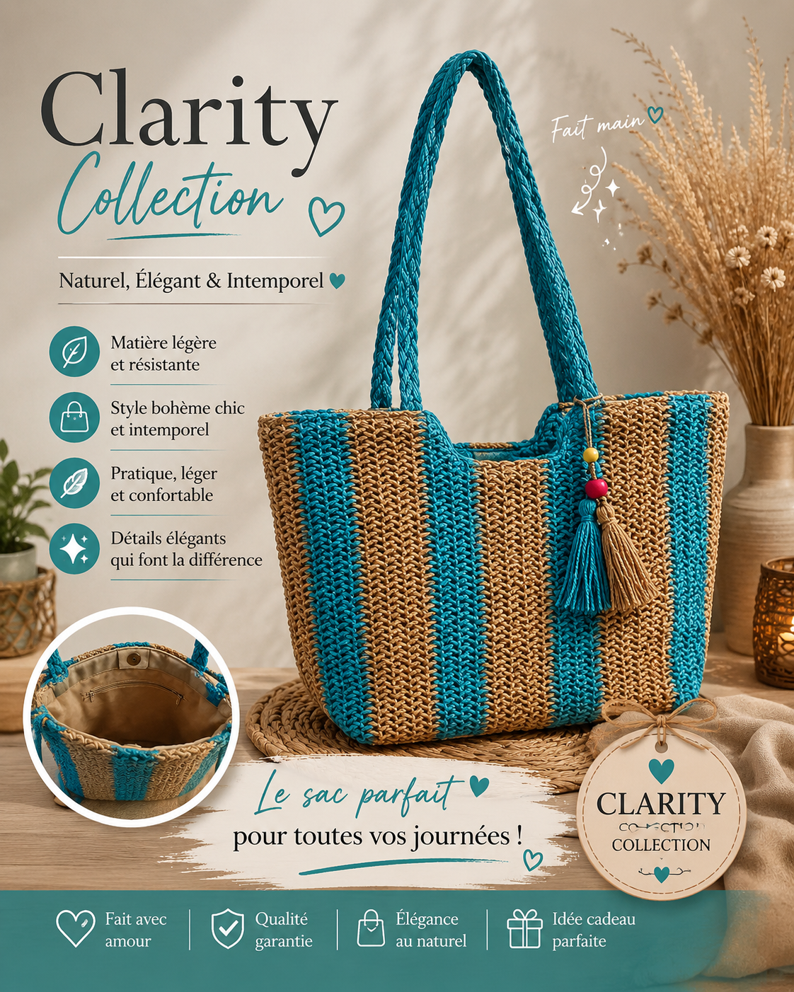 Sac à main - 30cm hauteur x 50cm largeur