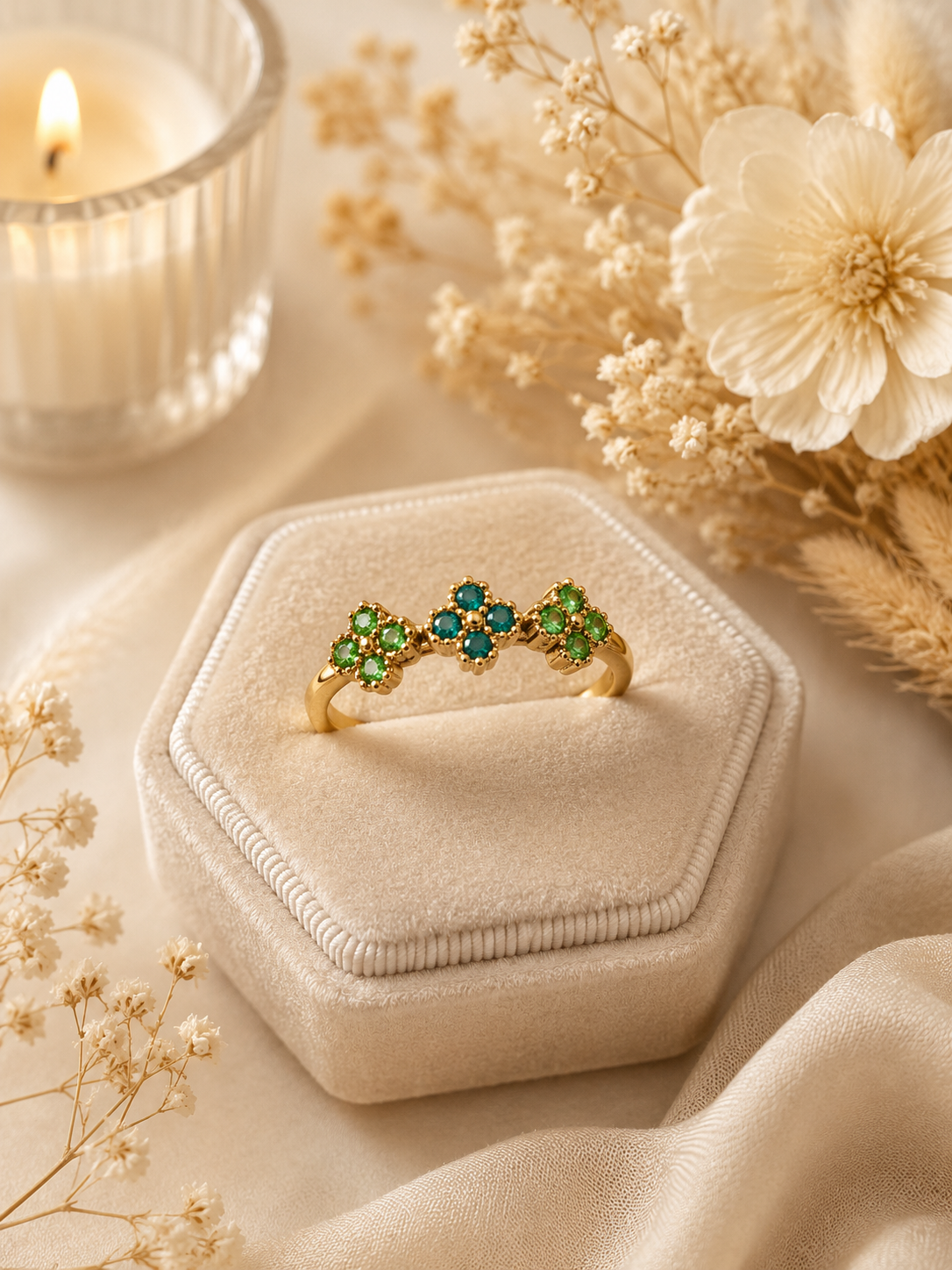 Bague - Fleurs dorées