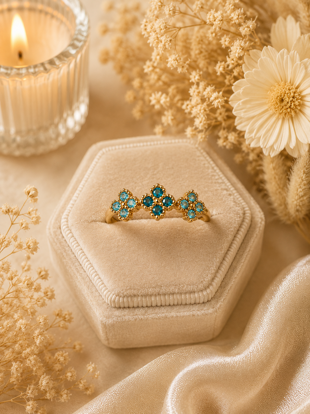 Bague - Fleurs dorées