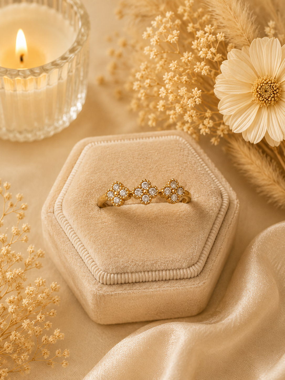 Bague - Fleurs dorées