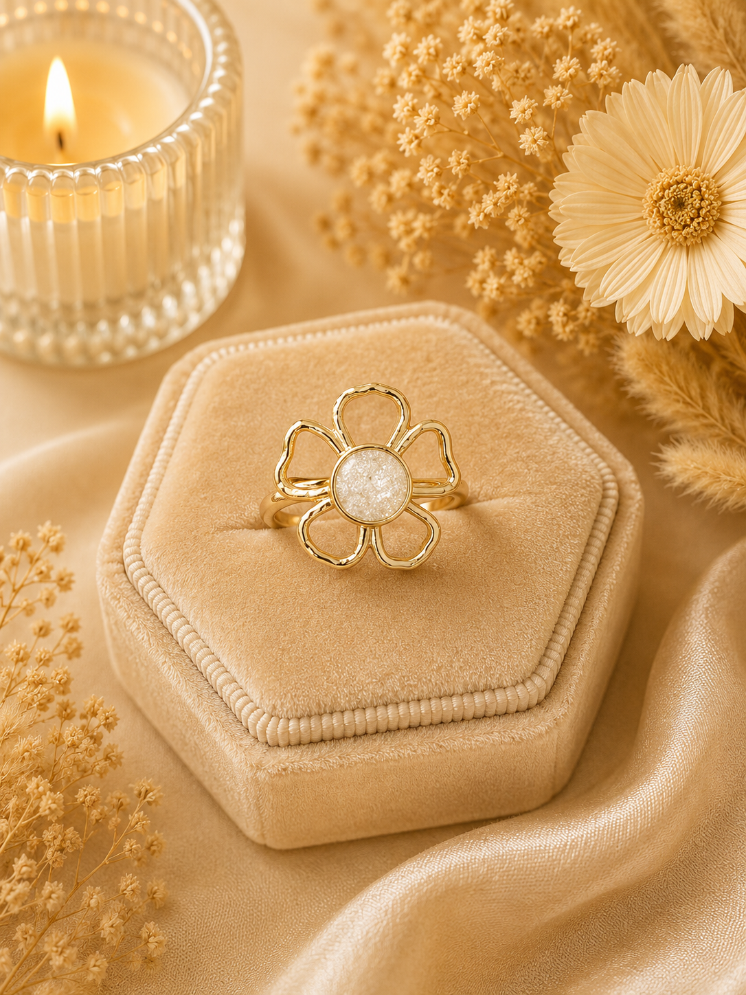 Bague - Fleur avec pierre