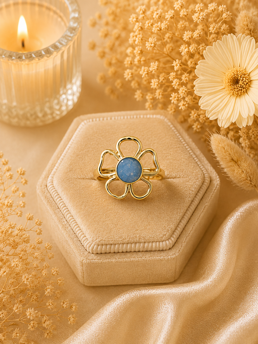 Bague - Fleur avec pierre