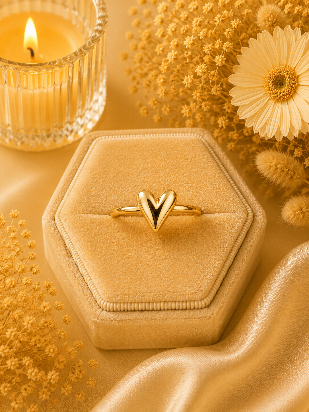 Bague - Coeur doré