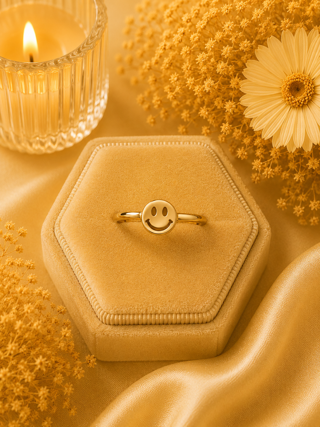 Bague - Smiley doré