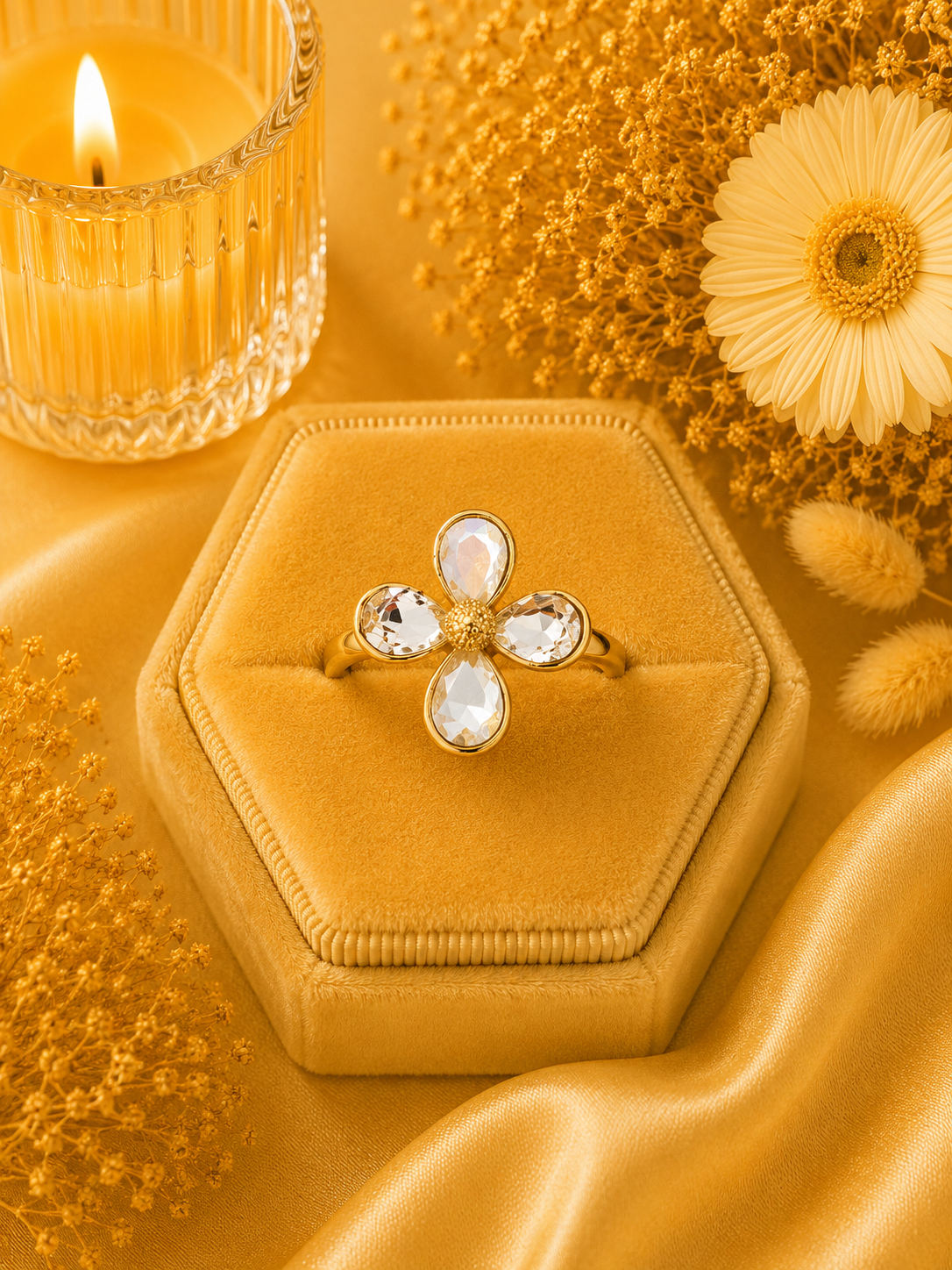 Bague - Fleur doré