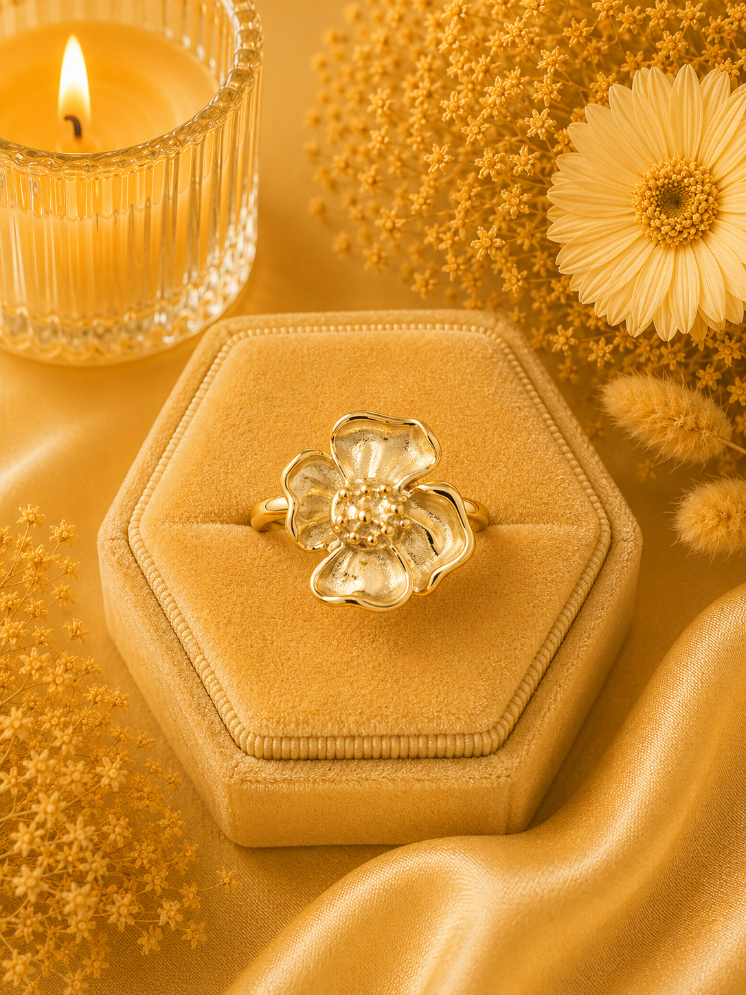 Bague - Fleur doré