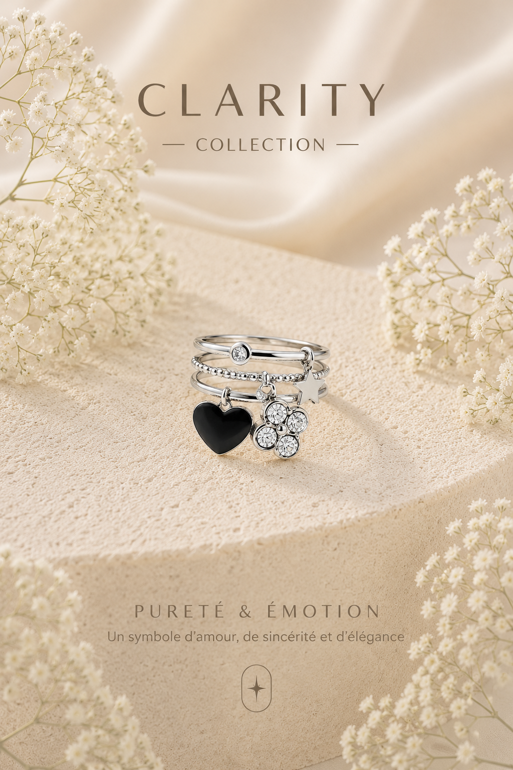 Bague - Coeur noir