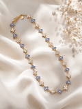 Collier - Fleurs bleues et blanches