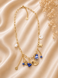 Collier - Breloques doré et bleus
