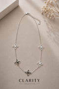 Collier - Fleurs argentées