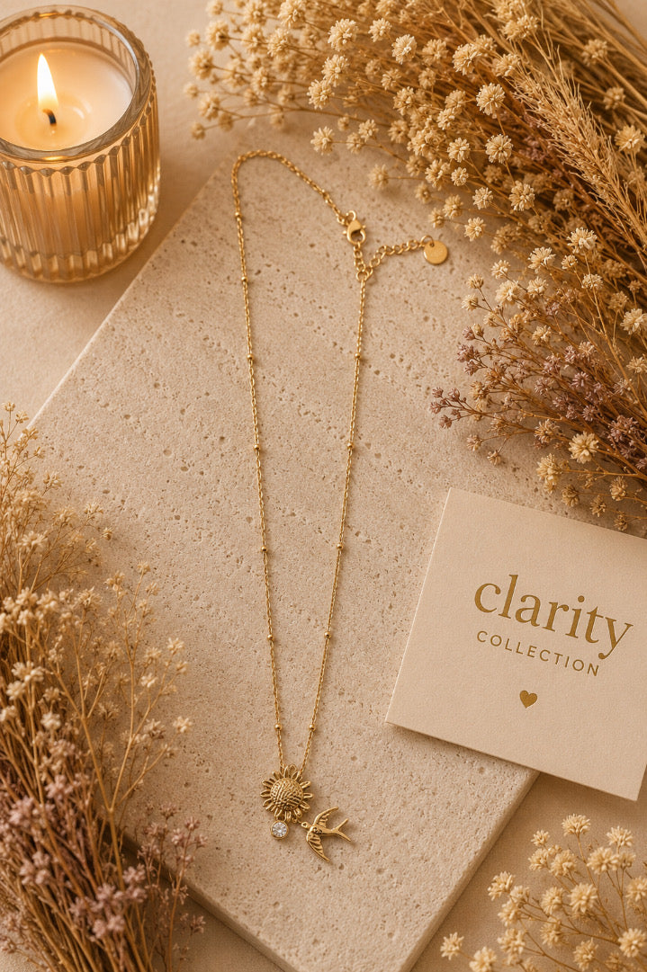 Collier - Oiseau et fleur