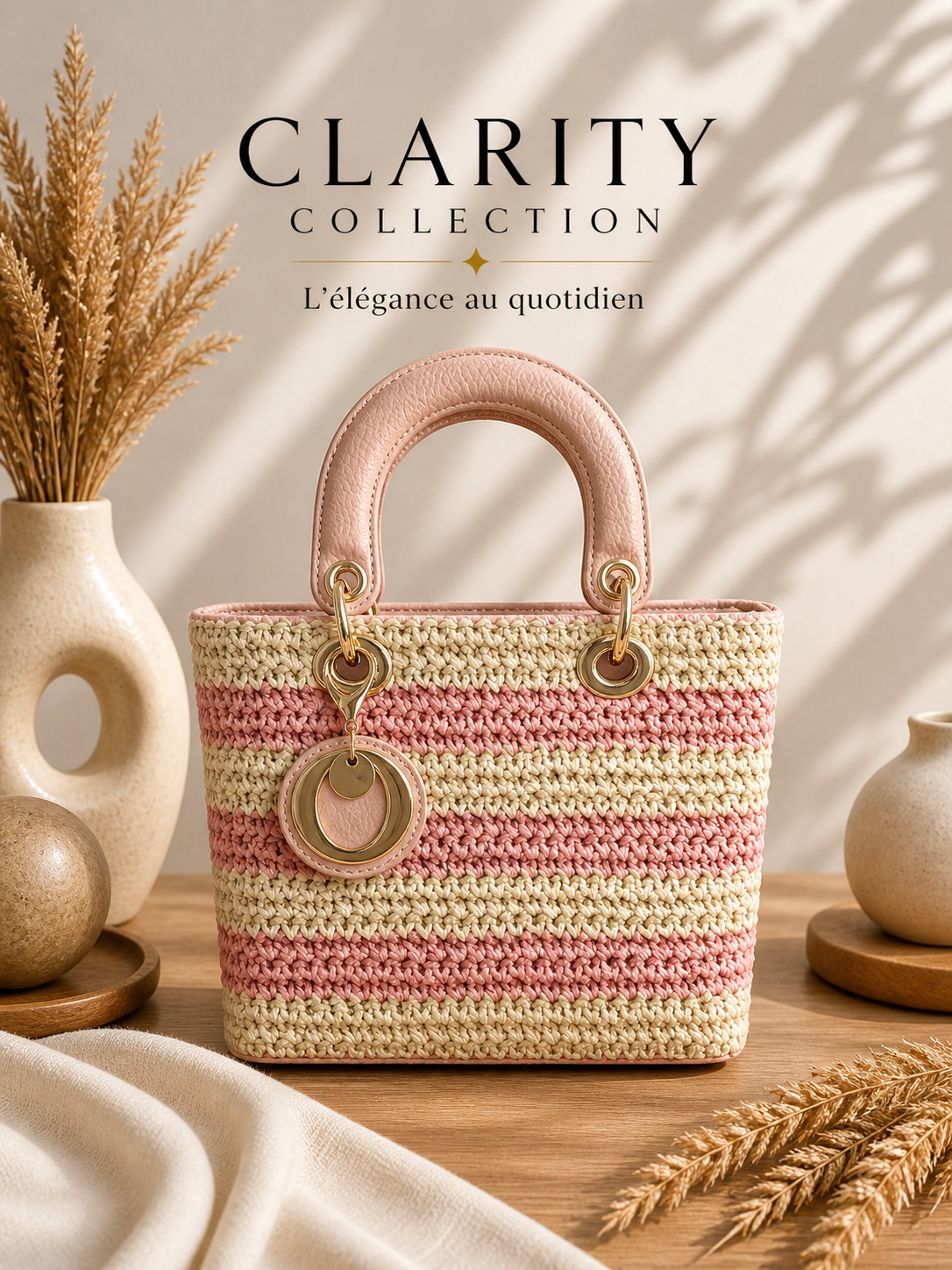 Sac à main - Paille et doré
