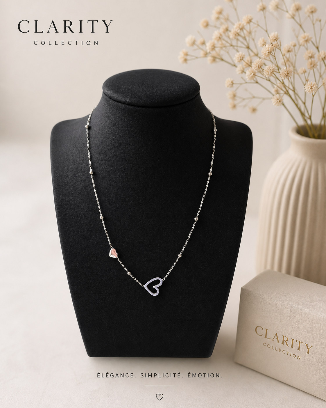 Collier - Coeur argenté