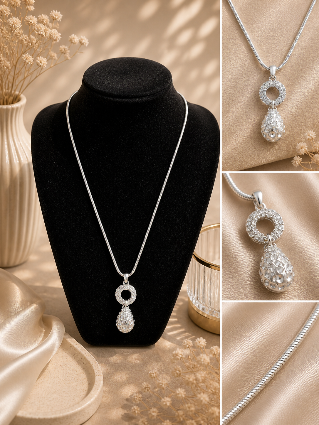 Collier - Goute d’eau argentée