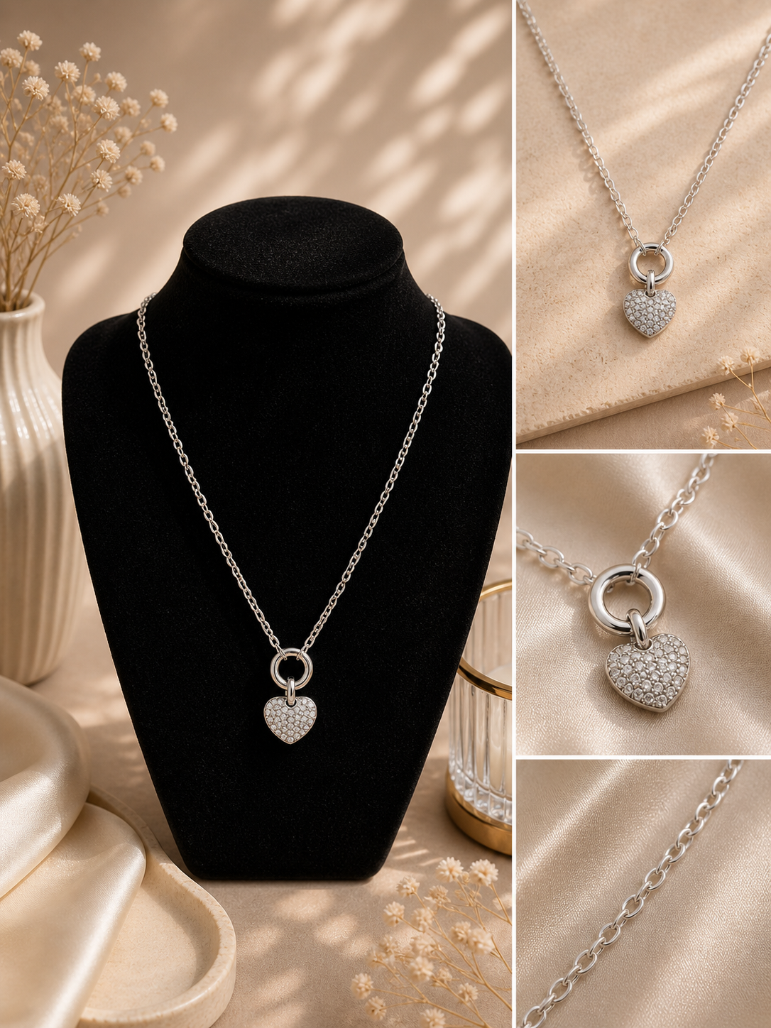 Collier - Coeur argenté