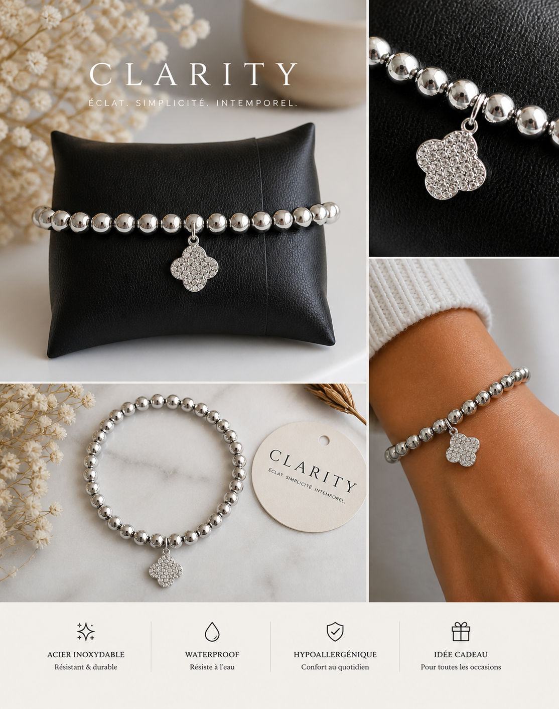 Bracelet - Treffle argenté