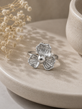 Bague - Fleur argentée