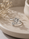 Bague - Fleurs argentées