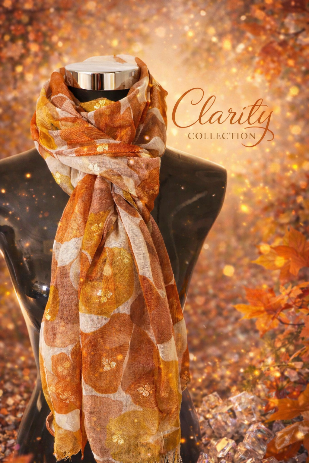 Oranje/rode sjaal met patronen