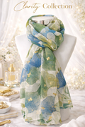 Foulard motifs bleu/vert et doré