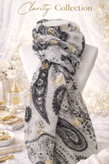 Foulard motifs foncés et doré