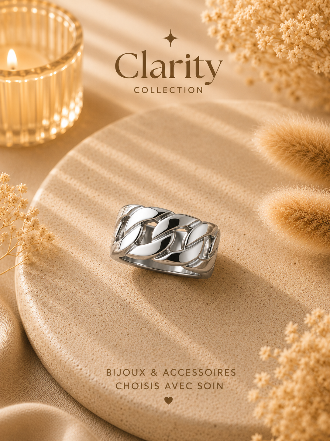 Bague argentée femme chic - Clarity Collection