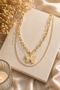 Collier double papillon doré- Clarity Collection
