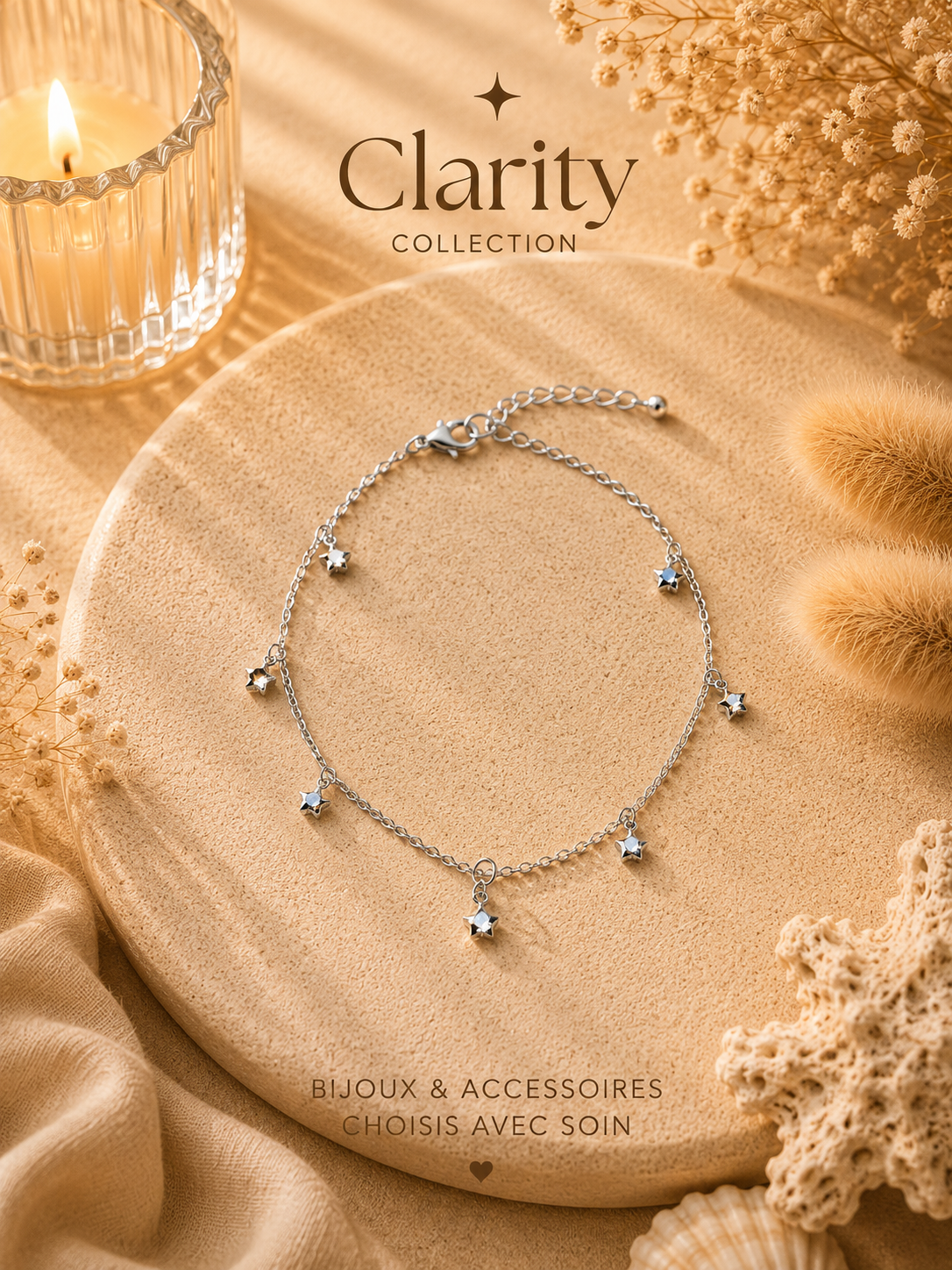 Bracelet cheville femme argenté - Clarity Collection