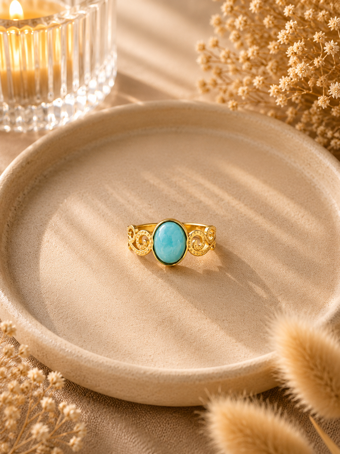 Bague dorée femme turquoise - Clarity Collection