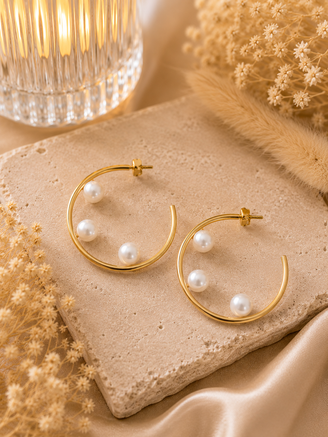 Boucles d’oreilles doré avec perle - Clarity Collection