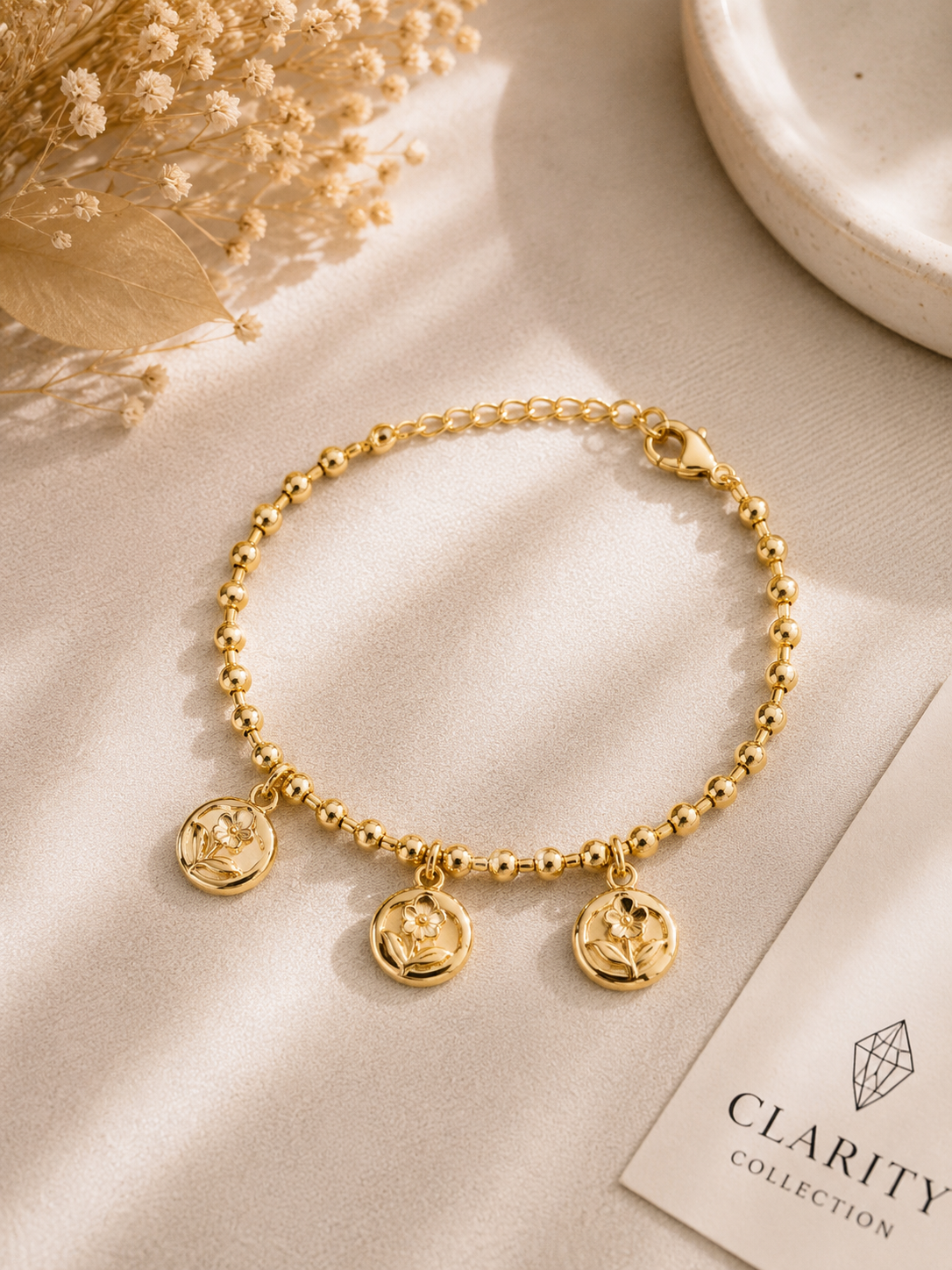 Bracelet femme breloques doré Clarity collection