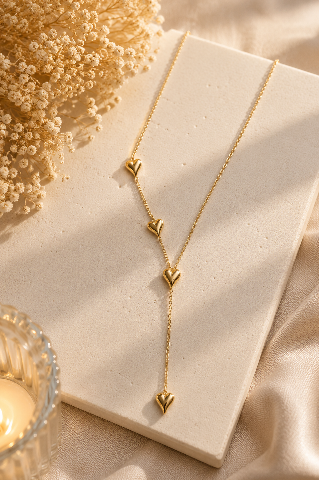 Collier forme y coeur doré - Clarity Collection