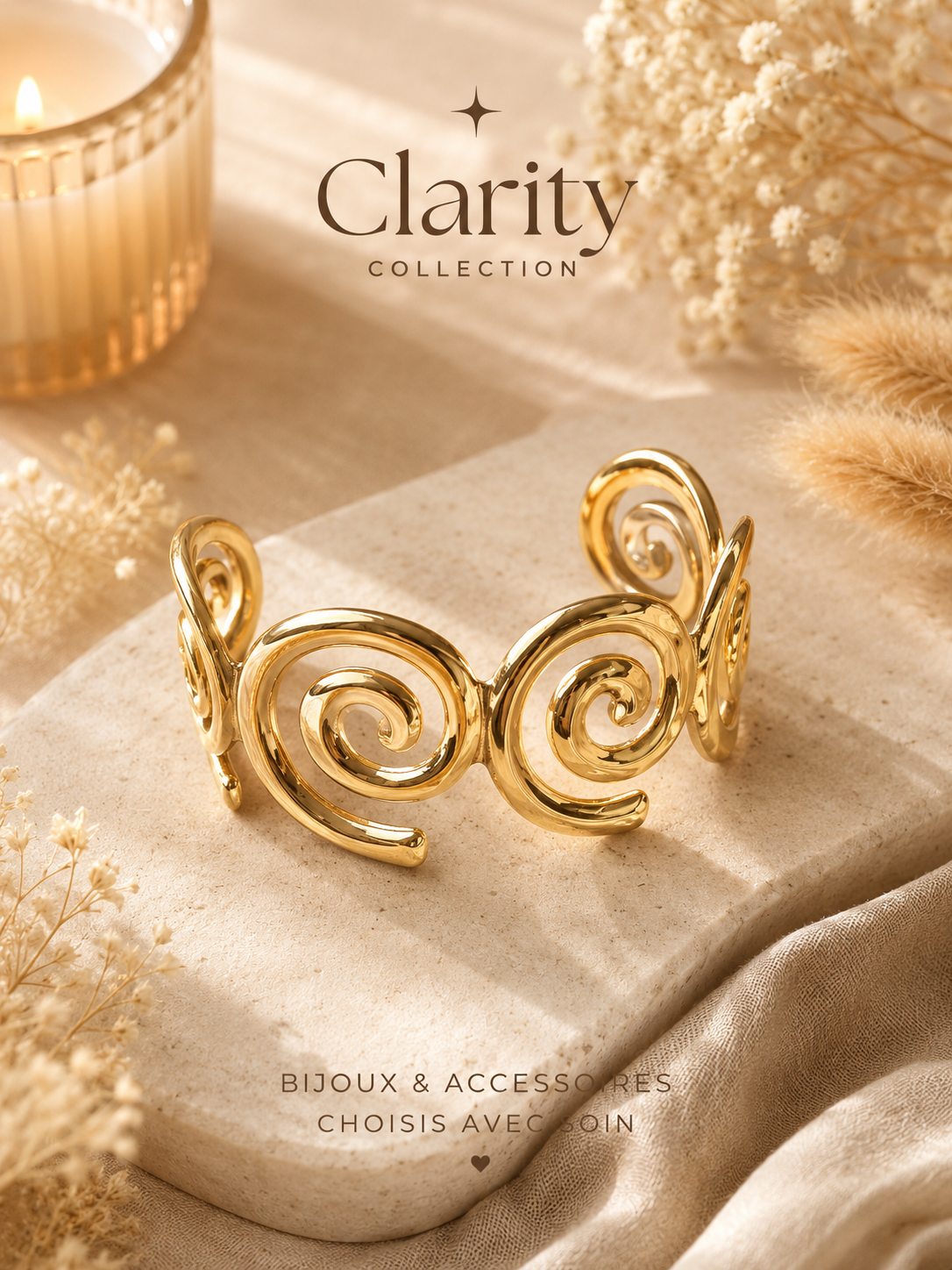 Bracelet jonc doré femme chic - Clarity Collection