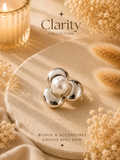 Bague argentée fleur perle - Clarity Collection